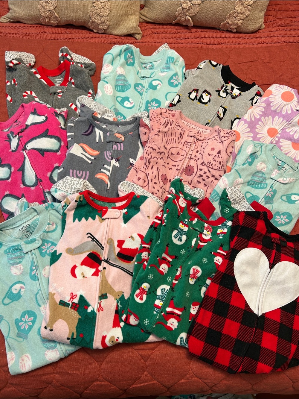 Childrens Holiday & Winter Print Fleece Pajama Set - Multi Color